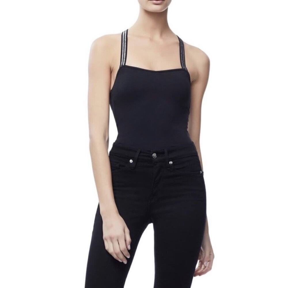 Good American Good Body Cross Back Bodysuit 3 Large Tank Top Sparkle Strap $150 - Picture 2 of 14
